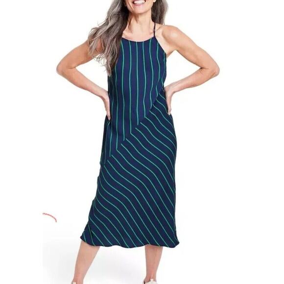 Rowing Blazers Slip Diagonal Stripe Midi Dress -Women's Small New - Picture 1 of 9